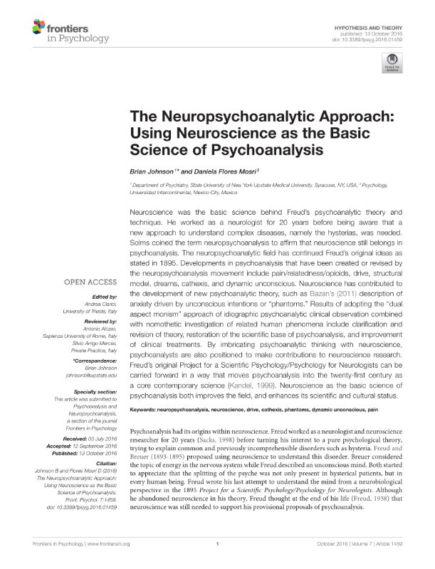 The Neuropsychoanalytic Approach: Using Neuroscience as the Basic Science of Psychoanalysis