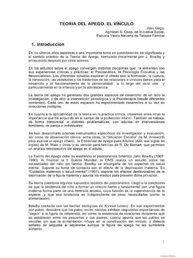 Teoría del apego. El vínculo